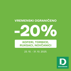  Deichmann akcija -20% na kofere, ruksake, torbice i novčanike